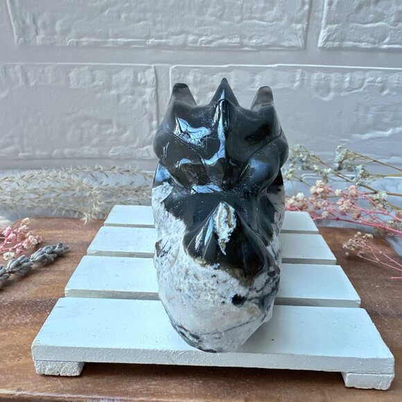 Gorgeous Volcano Agate Dragon Head/Skull Carving - Picture 7 of 7